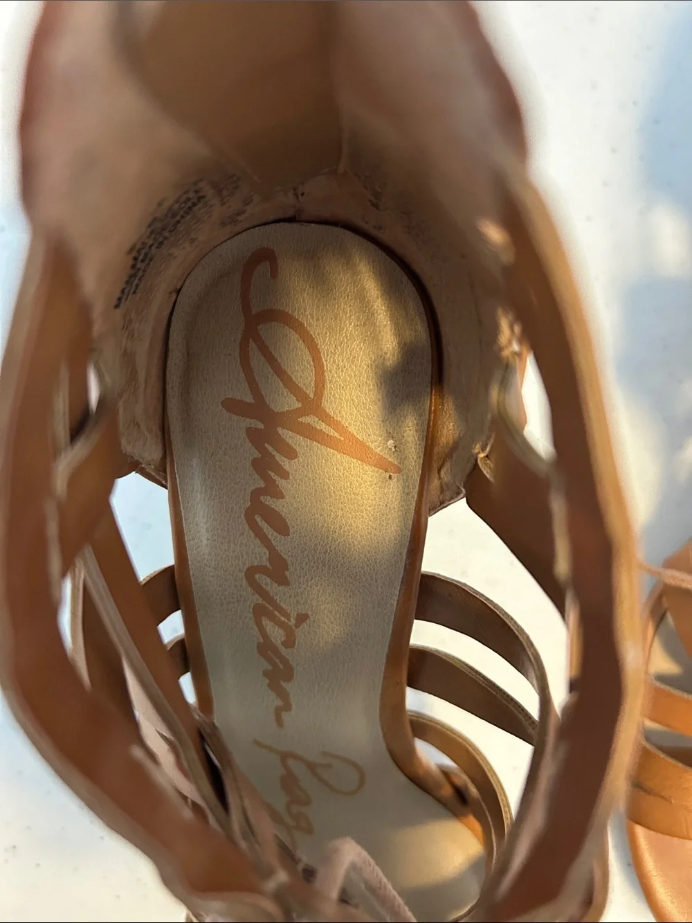 American Rag Tan Lace-Up Strappy Wedge Sandals